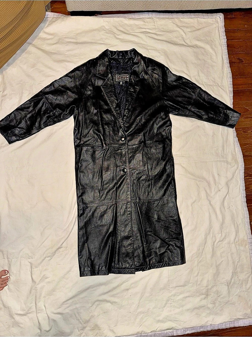 Leather Limited Black Leather Trench Coat Size Large
